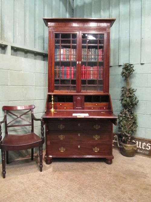 Antique Georgian Regency Mahogany Bureau Bookcase (With Secret Compartment) C1820