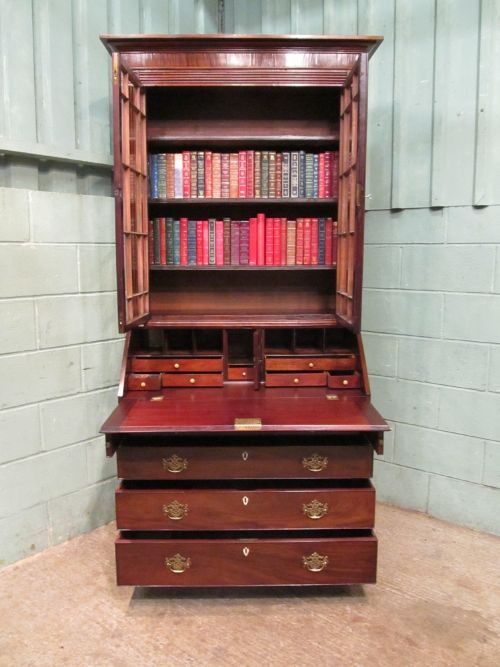 fig 2. ANTIQUE GEORGIAN REGENCY MAHOGANY BUREAU BOOKCASE (with secret compartment) C1820