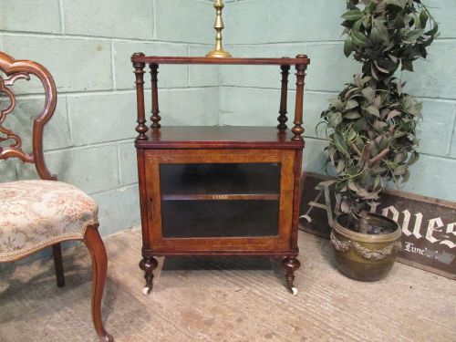 Antique Victorian Burr Walnut Music Cabinet C1880