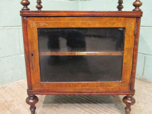 fig 1. ANTIQUE VICTORIAN BURR WALNUT MUSIC CABINET C1880