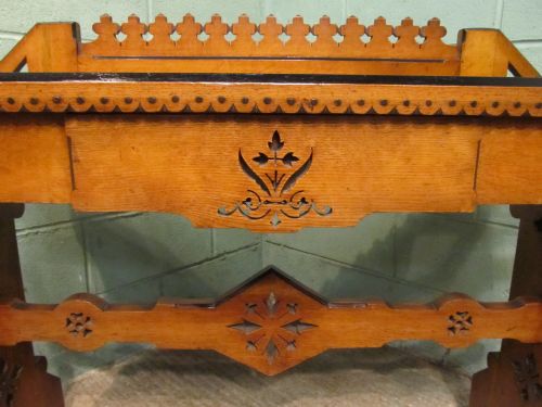 fig 1. ANTIQUE 19TH CENTURY CARVED OAK HALL TABLE C1880