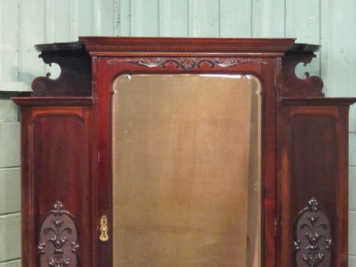 fig 2. ANTIQUE ART NOUVEAU MAHOGANY DOUBLE WARDROBE C1890