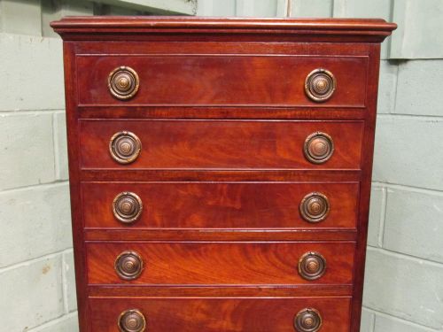 fig 2. ANTIQUE EDWARDIAN MAHOGANY TALL NARROW CHEST OF DRAWERS C1900