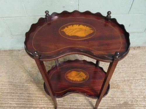 Antique Edwardian Two Tier Inlaid Mahogany Side Table C1900