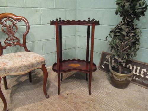fig 1. ANTIQUE EDWARDIAN TWO TIER INLAID MAHOGANY SIDE TABLE C1900