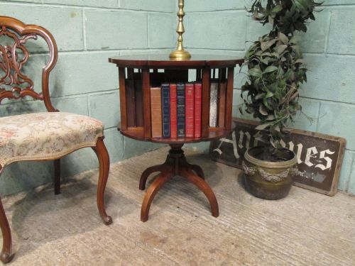 Antique Late Victorian Mahogany Revolving Bookcase Table C1890