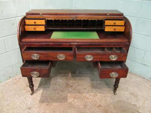 fig 1. ANTIQUE LATE 18TH CENTURY MAHOGANY TAMBOR KNEEHOLE DESK C1790