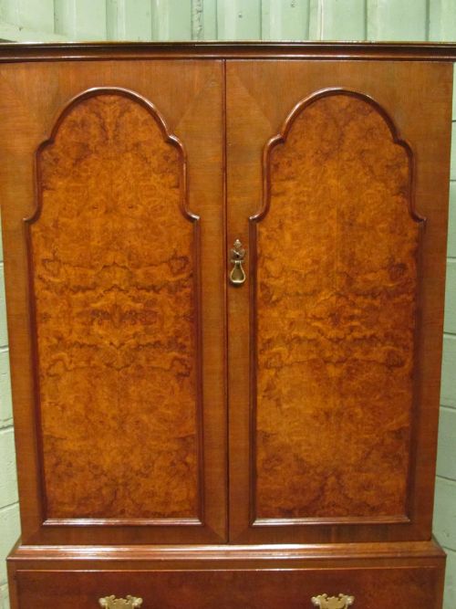 fig 2. BURR WALNUT QUEEN ANNE LINEN CLOTHES PRESS C1920