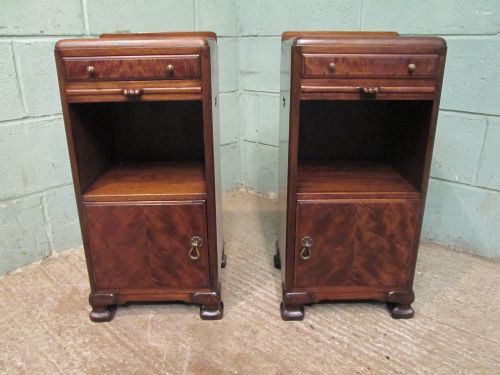 fig 1. PAIR ART DECO MAHOGANY BEDSIDE CABINETS C1920