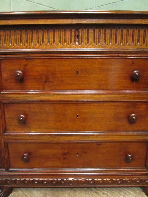 fig 2. ANTIQUE LATE 19TH CENTURY FRENCH CARVED OAK CHEST OF DRAWERS C1890