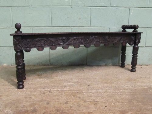Antique Victorian Gothic Carved Oak Hall Bench C1880