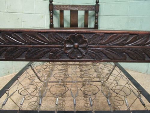 fig 1. ANTIQUE PAIR EDWARDIAN CARVED OAK SINGLE BEDS BY STAPLES & CO. C1900