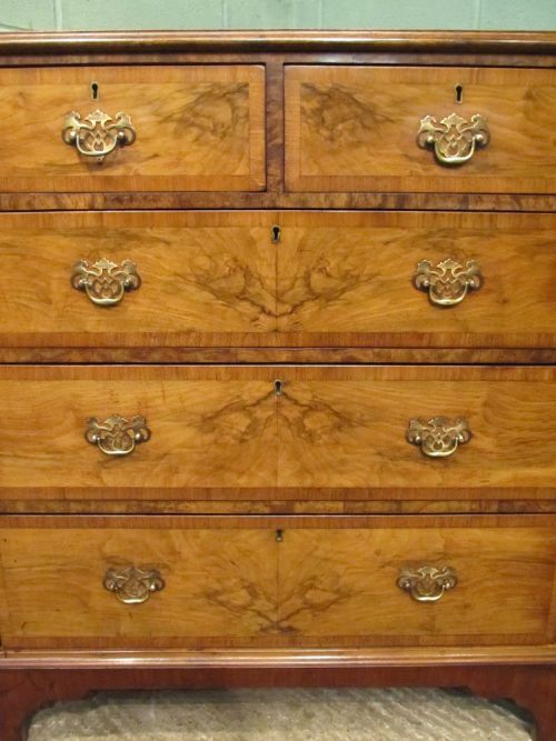 fig 1. ANTIQUE VICTORIAN BURR WALNUT CHEST OF DRAWERS C1880