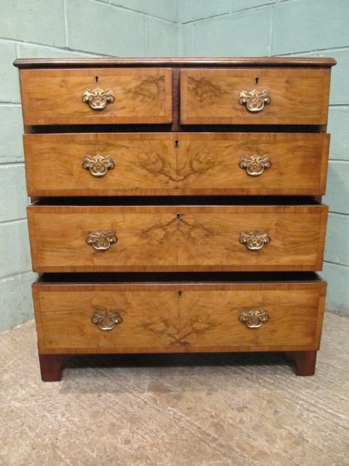 fig 2. ANTIQUE VICTORIAN BURR WALNUT CHEST OF DRAWERS C1880