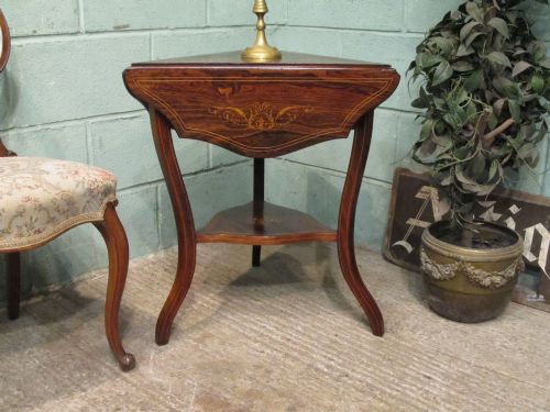 Antique Late Victorian Rosewood Inlaid Butterfly Table C1890