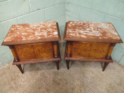 fig 1. Antique Pair Italian Burr Walnut Bedside Cabinets c1880