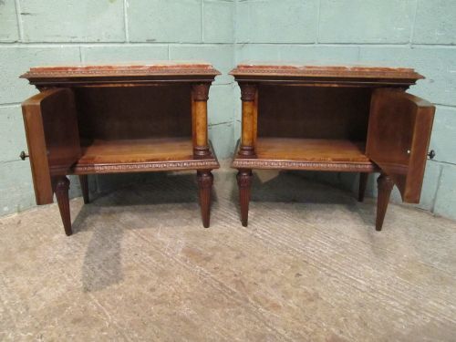 fig 2. Antique Pair Italian Burr Walnut Bedside Cabinets c1880