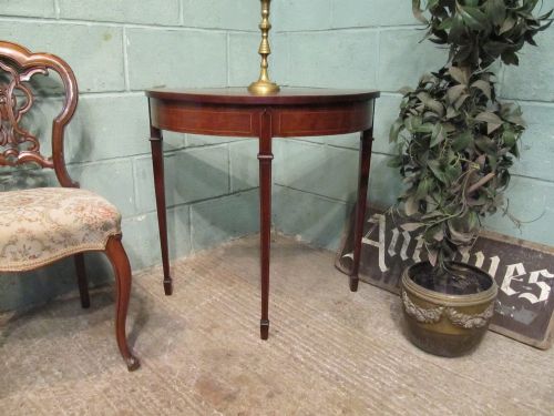 Antique Edwardian Mahogany Demi Lune Silver Table C1900