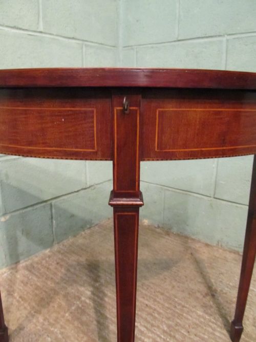 fig 2. ANTIQUE EDWARDIAN MAHOGANY DEMI LUNE SILVER TABLE C1900