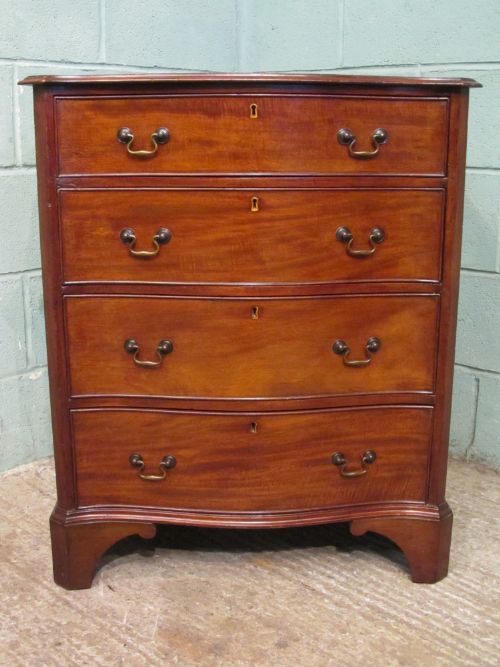 fig 1. ANTIQUE EDWARDIAN MAHOGANY SERPENTINE DWARF CHEST OF DRAWERS C1900