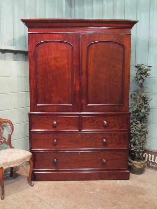Antique Early Victorian Mahogany Linen Press C1840