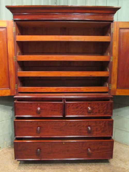 fig 2. ANTIQUE EARLY VICTORIAN MAHOGANY LINEN PRESS C1840
