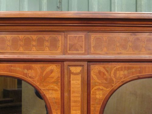 fig 2. LATE 19TH CENTURY FRENCH MAHOGANY & WALNUT INLAID & Gilt ARMOIRE C1890