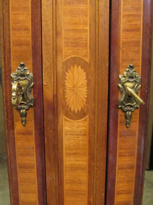 fig 1. LATE 19TH CENTURY FRENCH MAHOGANY & WALNUT INLAID & Gilt ARMOIRE C1890