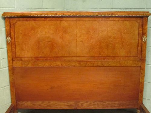 fig 1. ANTIQUE FRENCH BURR WALNUT AND GILT MOUNTED 5FT BED BY MERCIER FRERES PARIS C1900