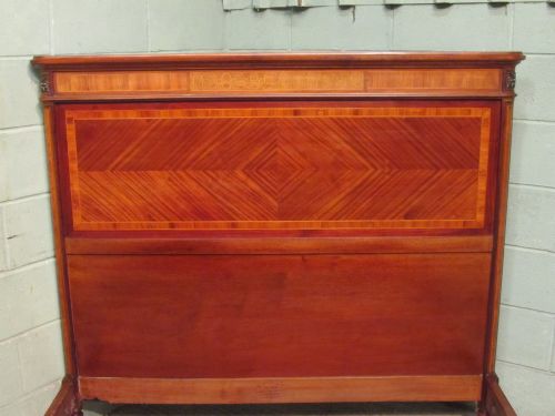 fig 2. ANTIQUE FRENCH MAHOGANY AND WALNUT 5FT BED WITH GILT MOUNTS C1900