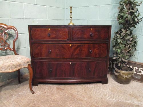 Antique Edwardian Mahogany Bow Front Chest of Drawers C1900