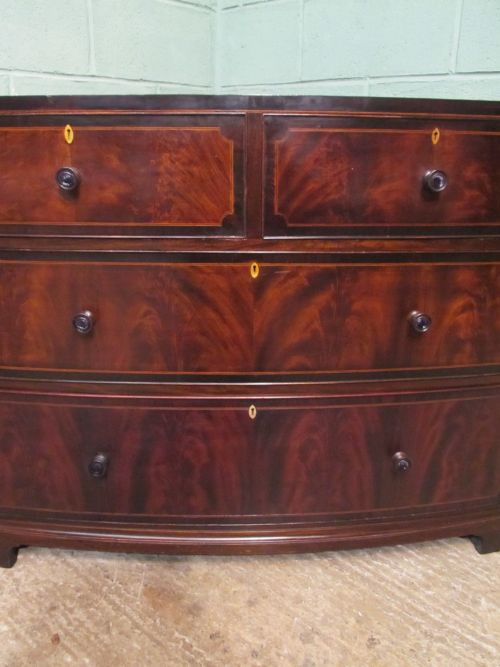 fig 1. ANTIQUE EDWARDIAN MAHOGANY BOW FRONT CHEST OF DRAWERS C1900