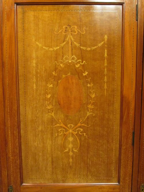 fig 2. ANTIQUE EDWARDIAN MAHOGANY INLAID TRIPLE WARDROBE COMPACTUM C1900