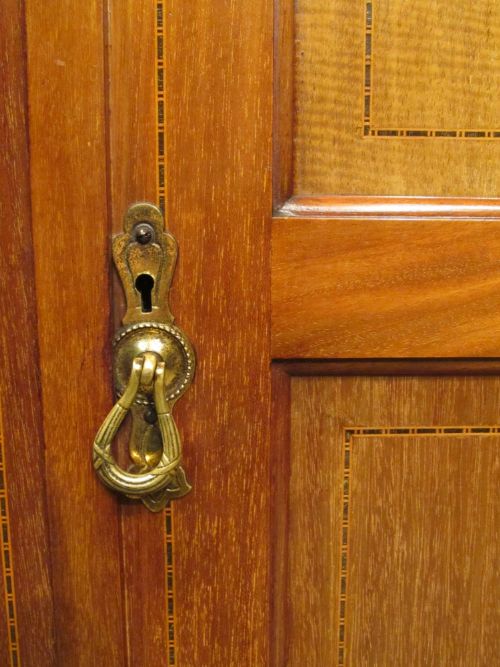 fig 1. ANTIQUE EDWARDIAN MAHOGANY INLAID TRIPLE WARDROBE COMPACTUM C1900