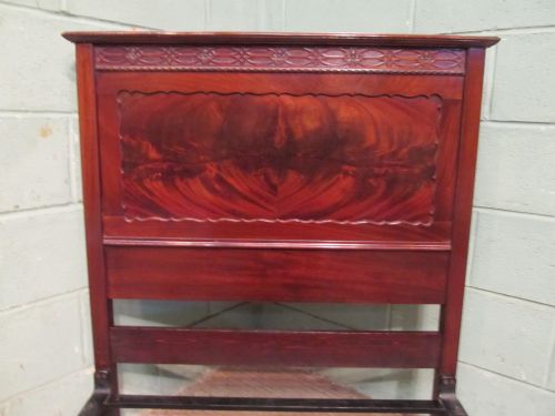 fig 2. ANTIQUE PAIR EDWARDIAN FLAMED MAHOGANY SINGLE BEDS C1900