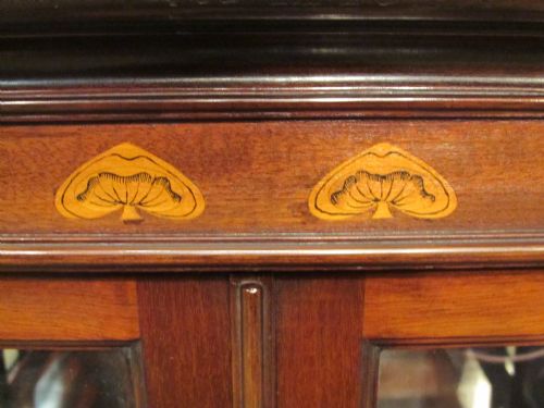 fig 1. Antique Art Nouveau Mahogany Display Cabinet c1890