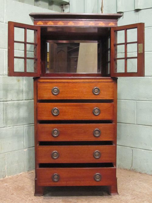 fig 2. Antique Art Nouveau Mahogany Display Cabinet c1890