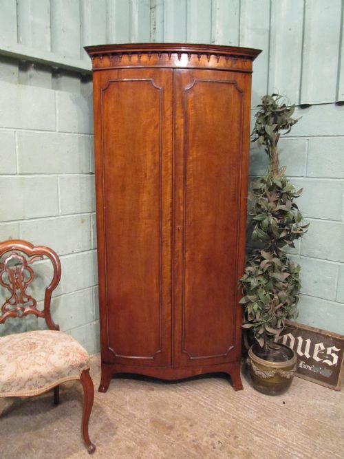 Antique Edwardian Mahogany Bow Front Small Wardrobe