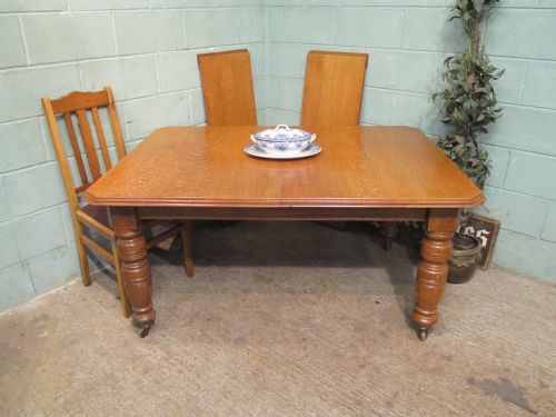 Antique Victorian Light Oak Wind Out Extending Dining Table Seats 10-12