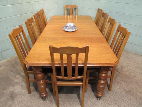 fig 3. Antique Victorian Light Oak Wind Out Extending Dining Table Seats 10-12