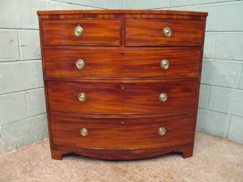 fig 1. Antique Regency Mahogany Bow Front Chest Of Drawers c1820