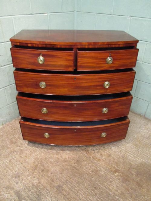 fig 2. Antique Regency Mahogany Bow Front Chest Of Drawers c1820