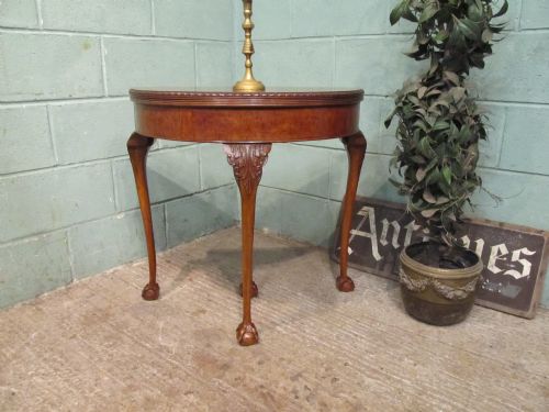 Antique Edwardian Burr Walnut Fold Over Card Table C1900