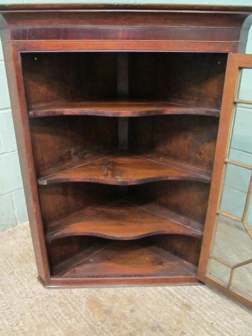 fig 1. Antique Georgian Oak Astragal Glazed Corner Cabinet C1780