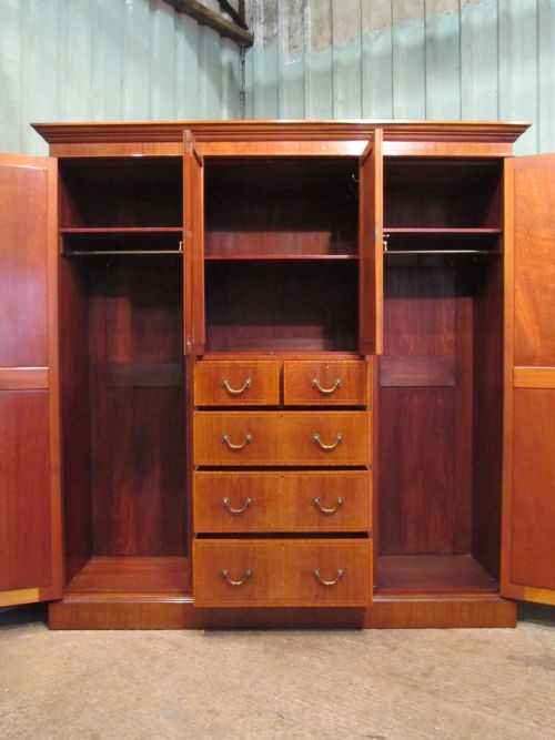 fig 2. Antique Edwardian Mahogany Triple Wardrobe C1900