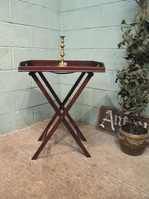 Antique Victorian Mahogany Butlers Tray on Stand C1880