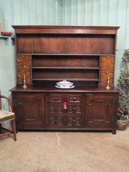Antique Large Victorian Oak Dresser and Rack C1880