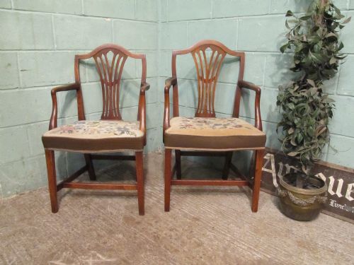 Antique Pair of Georgian Oak Side/desk Chairs C1780