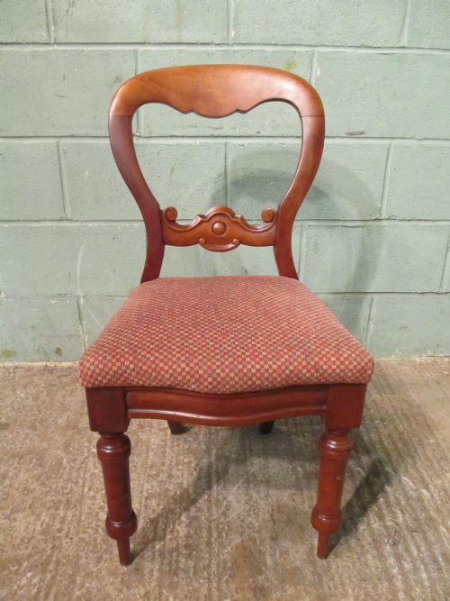 fig 1. Set Four Antique Victorian Mahogany Balloon Back Dining Chairs C1880