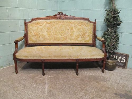 Antique French Oak Framed Louis Phillipe Aubusson Sofa C1890